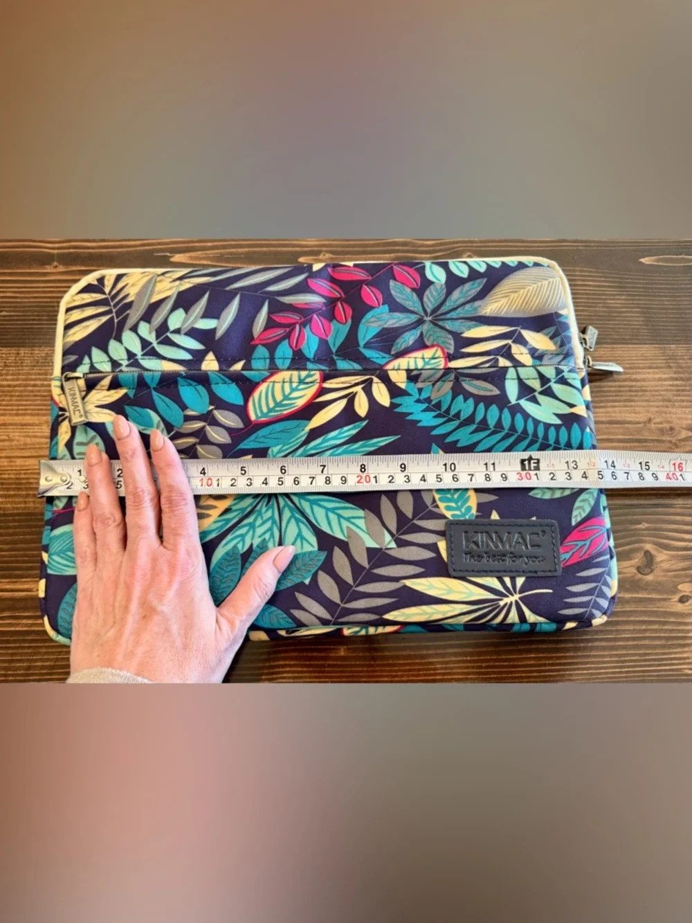 Kinmac‎ Blue Botanical Tablet Sleeve with Padded Felt Lining EUC